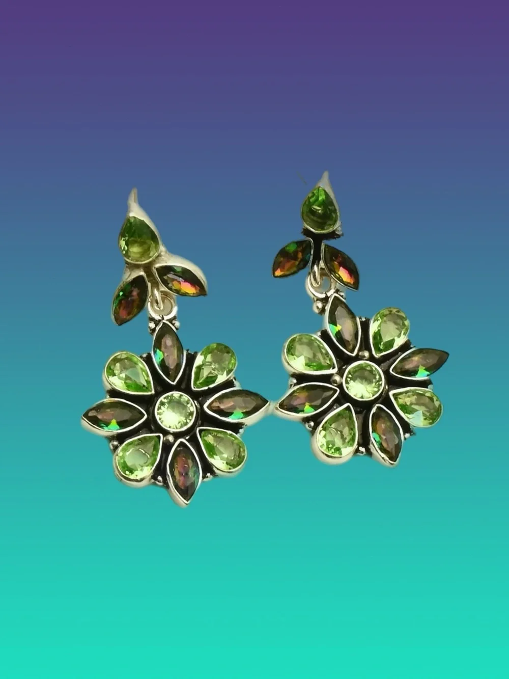 Mystic Fire Topaz & Peridot Earrings